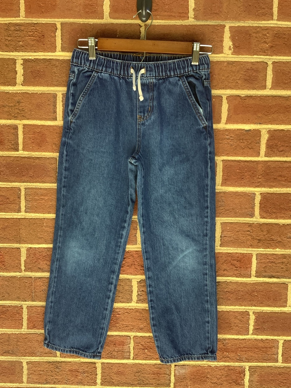 Cat and Jack Pull On Straight Blue Jeans Drawstring Tie Elastic Waist 12